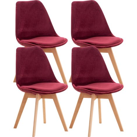 Set 4 Sedie Pranzo Linares bordeauxrot Velluto