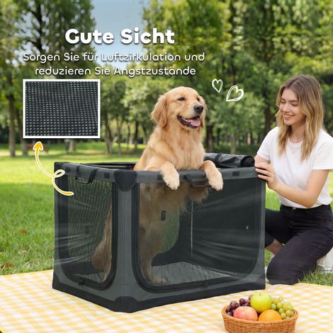 Cage de transport pliable pour chien, avec coussin amovible et lavable, revêtement en tissu Oxford, pour chiens jusqu'à 30 kg, vert armée (1/5)