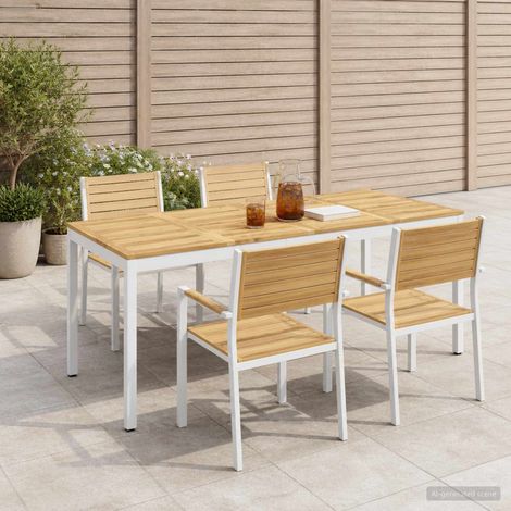 vidaXL Tavolo da cena da giardino Bianco 147 x 88,5 x 75 cm
