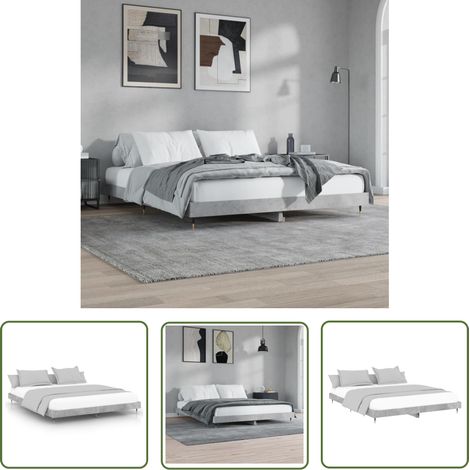 Maison Exclusive Bettgestell Betongrau 200x200 cm Holzwerkstoff (1/5)