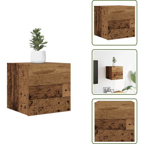 Meuble TV mural vieux bois 30,5x30x30 cm - Meuble TV Mural - Meubles TV Muraux - Meuble TV - Meuble Multimédia (1/5)