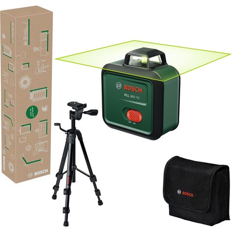 Bosch – Laser à lignes vertes PLL 360-1G – Précision ± 0,4 mm/m – Portée 30 m – Batterie Li-Ion 3,6 V 2.0Ah incl. trépied