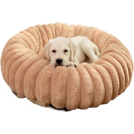 [NEVER USED] Round cat and dog bed in soft khaki fabric, 50 cm in diameter, extra large cat bed, warm winter dog bed