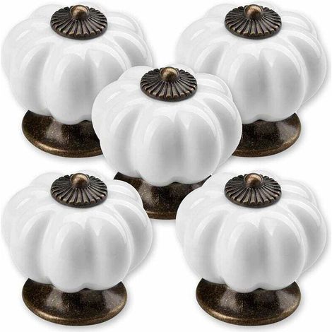 5 x Bouton de Meuble Pommeau Ø 23 mm Blanc Piédestal Bruni Bouton de Tiroir Bouton en Porcelaine (1/4)