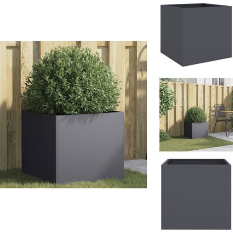 Jardinière anthracite 42x40x39 cm acier - Jardin - Balcon - Terrasse - Pot De Fleurs - Jardinière (1/5)