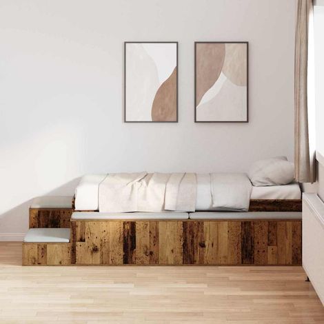 vidaXL Struttura letto con contenitore con archiviazione Legno vecchio