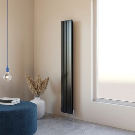 Acezanble 1800x272mm Double Black Vertical Flat Panel Central Heating Designer Radiator