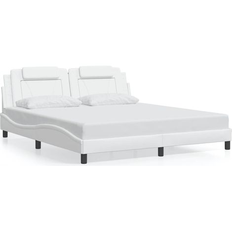 Maison Exclusive - Cadre de lit Viana sans matelas blanc 180x200 cm similicuir (1/5)