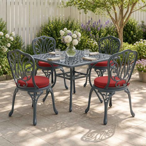 vidaXL Seat Cushions SOEST 4 pcs 100% Polyester Wine Red 脴 40 x 7 cm (1/5)