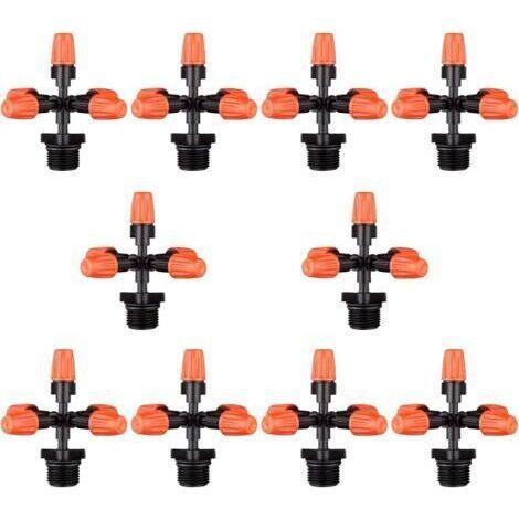 Arroseur de Jardin 10 pièces 360 degrés 6mm arroseurs d'atomisation croisés avec connecteurs à Filetage mâle 1/2 Pouce Buses de brumisation de Refroidissement d'irrigation de Jardin-Chrom (1/5)