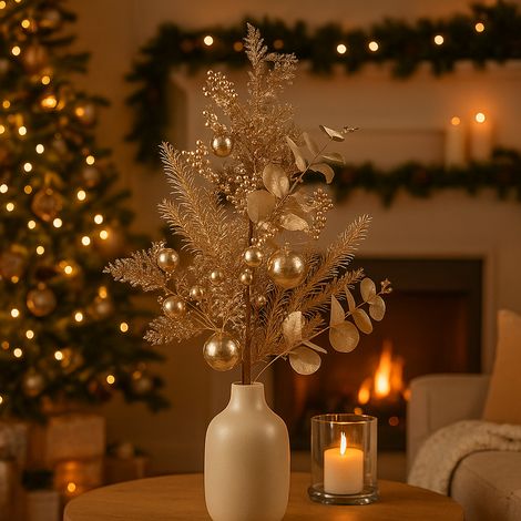Ramo decorativo colore oro per decorazioni e composizioni floreali h 70 cm (1/4)