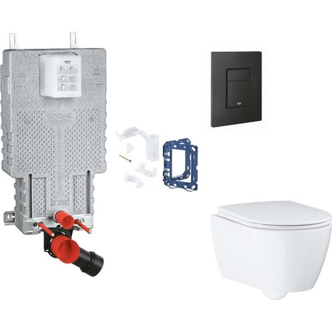 Grohe Uniset - Set bâti-support, cuvette, abattant SoftClose et plaque de déclenchement Even et kit pour insertion de tablette, phantom black SANI15BB5119 (1/2)