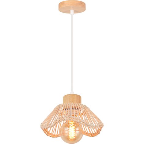 Plafonnier Moderne Lampe De Plafond En Osier Lampe À Suspension Rétro Lustre Intérieur Lampe À Suspension en Rotin Tressé (1/5)