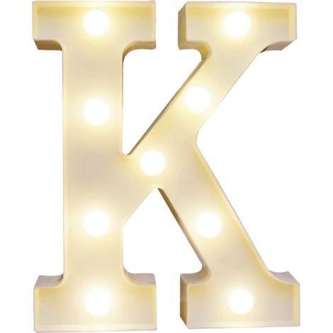Veilleuse LED alphabet lumineuse, lumière blanche chaude constante, fonctionne avec 2 piles AA, étanchéité IP54 (blanc) (1/5)