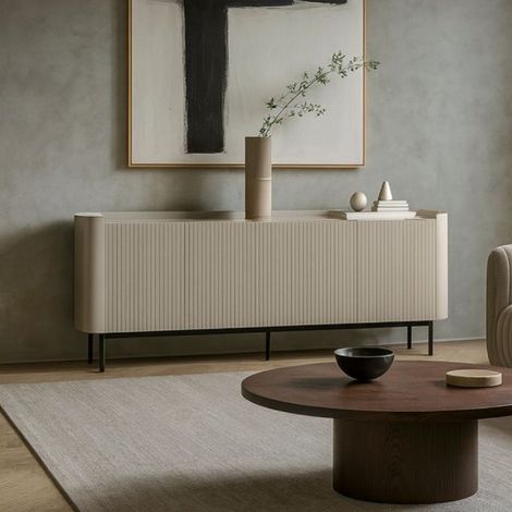 Credenza Willa18924 4 ante effetto cannettato colore crema 200x40x80H – Eleganza e capienza