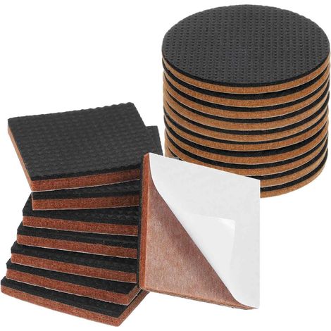 Lot de 24 patins, feutre autocollant 65 mm, protection sol bois, silencieux, pour chaise table lit (1/5)