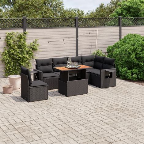 vidaXL Set Divani da Giardino con Cuscini 7pz Nero Polyrattan (1/3)