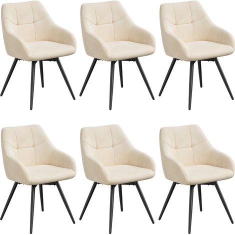 WOLTU Lot de 6 Chaises de Salle à Manger Pivotante à 360°, Assise Rembourrée, Chaise avec Accoudoirs, pieds Métalliques, Velours, Beige (1/5)
