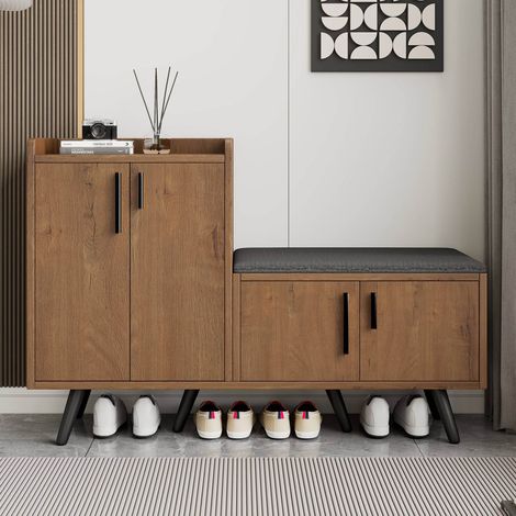 meuble rangement armoire assise 120 cm bois naturel OKMYHOME (1/5)