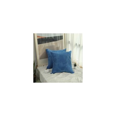 (Bleu) Housse de Coussin lot de 2 housse de coussin en velours 45x45 cm, housse de coussin de canapé en velours côtelé