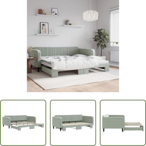 vidaXL Canapé transformable - Lit de jour avec gigogne sans matelas gris clair 100x200 cm (1/5)