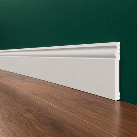 pacco da 120 ML di Battiscopa DUCALE bianco basso spessore 140x10mm in POLIMERI - Polistrutturato