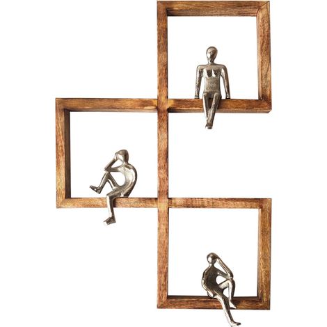 Wand-Ornament-Figuren, böhmische Heimdekoration, Vintage, moderne Kunst, Metall, Holz