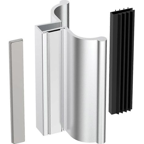 Poignée magnétique de porte de douche sans cadre de 7,6 cm (3 pouces) avec gâche métallique et aimant pour portes de douche battantes en verre (1/5)