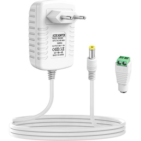 24V 2A Adaptateur Secteur avec Connecteur DC 5.5 x 2.5 mm (1/5)