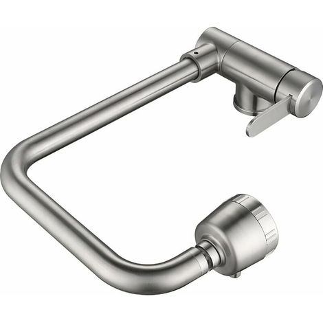 ZVD SJQKA-Mitigeur Cuisine Rabattable,robinet Cuisine Rabattable Sous Fenetre Avec 2 Jets, acier inoxydable 304 Robinet Évier Pivotant à 360° (Nickel Brossé) (1/4)