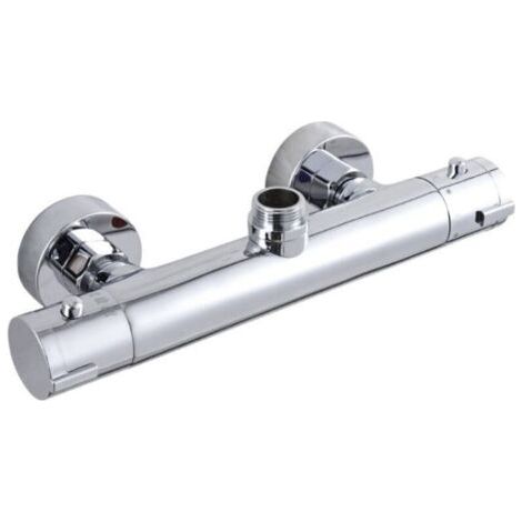 Mitigeur thermostatique de douche, double levier, montage mural, avec mitigeur thermostatique d'eau - bec vers le haut, pour salles de bains, camping-cars et baignoires (1/5)