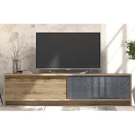 Meuble tv new york de 180 cm portes coulissantes (oud et anthracite)