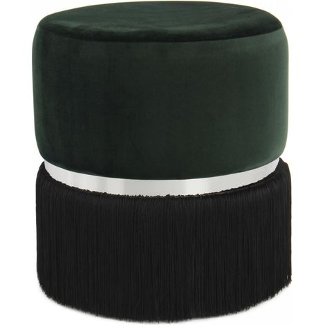 Tabouret semi artisanal ZAKE 41x41 vert foncé et noir (1/4)