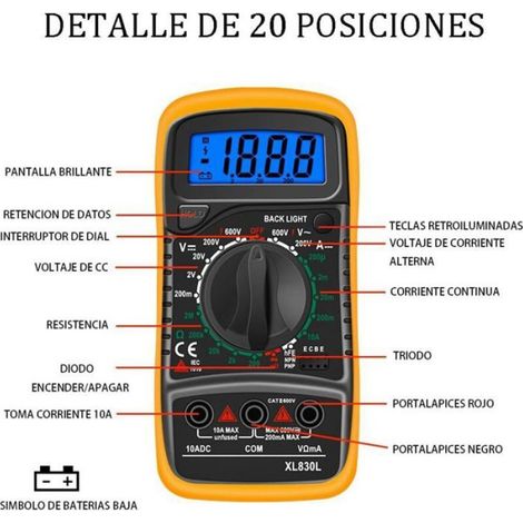 Multimètre numérique - Écran LCD rétroéclairé Mesure AC DC et résistance - Diagnostic électronique (1/5)