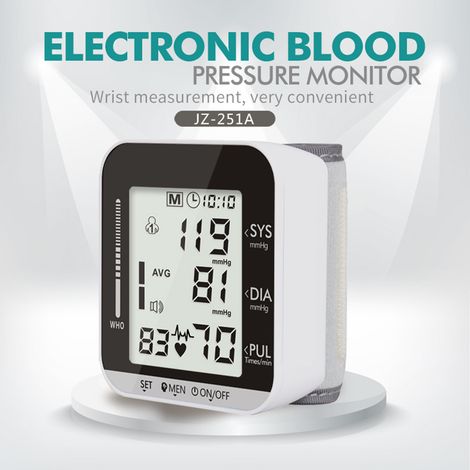 Tensiomètre électronique de type poignet avec détection de fréquence cardiaque Sphygmomanomètre entièrement automatique Compteur de mesure numérique LCD (1/5)