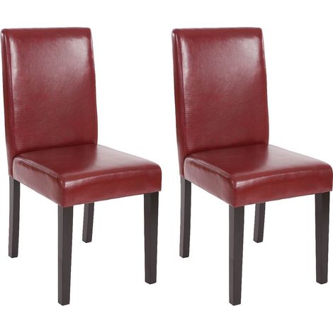 Juego de 2 sillas de comedor sintéticas patas rojo/marrón oscuro CDS04033 (1/4)
