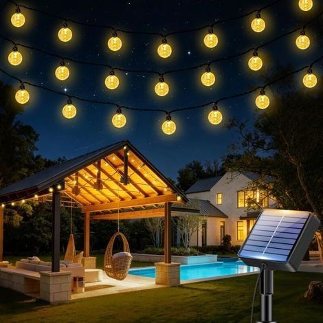 15M Guirlande Solaire Exterieur, LED Guirlande Lumineuse Exterieure Solaire IP65 Étanche, 8 Modes Lumiere Solaire Extérieur pour Jardin Terrasse Guinguette Balcon Fête Noël Deco, Blanc Chaud (1/5)