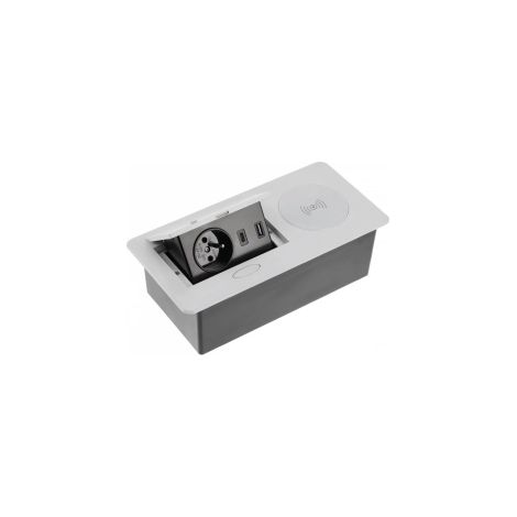 GTV Lighting - Bloc prise u00e0 encastrer AVARO - chargeur induction - 1 prise - 2 USB - Aluminium - Ru00e9f : AE-PB1FAVAP-53 (1/5)