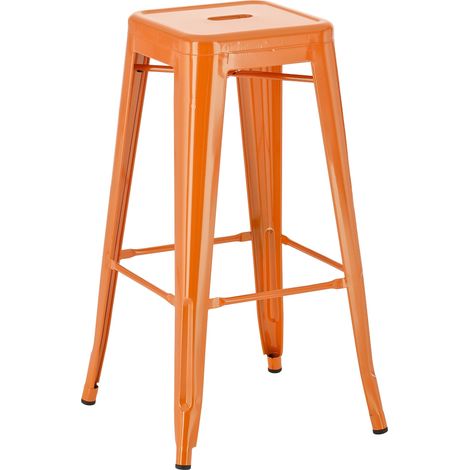 Sgabello da bar x1 altezza 76 cm design industriale robusto telaio in metallo a quattro gambe arancione 100005667