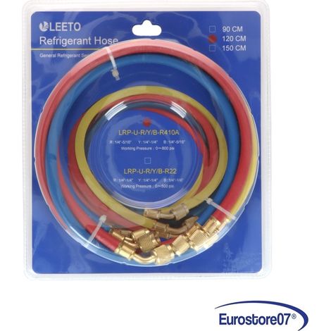 TUBO GAS PER BOMBOLA R410 90 cm . R410a.: 1/4'', 5/16''. Giallo: 1/4''-1/4''