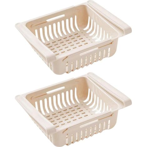 MINKUROW Frigorífico Cajón Organizador Cajón Frigorífico Soporte Estante Caja De Almacenamiento Nevera Partición Capa Hogar Organizador (2 Piezas, Beige) (1/5)