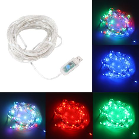 Guirlande lumineuse rideau avec cordon irisé et feux antibrouillard, 100 feux antibrouillard, double commande à distance via application. (1/5)