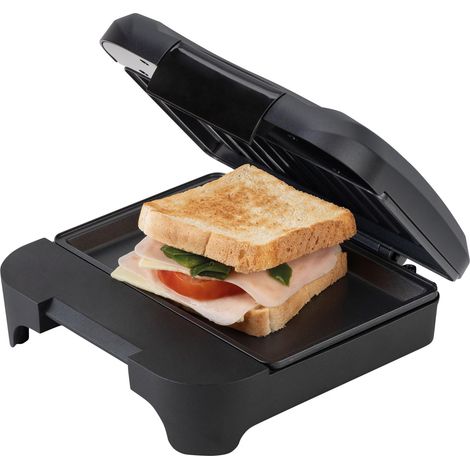 Grill à rôtir double 750 W Grille électrique compacte avec plaques antiadhésives 21 x 14 cm Sans PFOA Nettoyage facile et rangement vertical Cuisine saine (1/5)