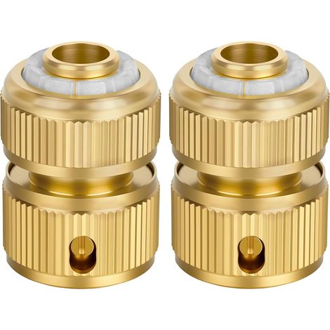 Raccord Tuyau D'arrosage Laiton, Raccord Tuyau Arrosage Laiton 1/2'' Raccords Rapide Tuyau D'arrosage en Laiton, Raccord Laiton, pour Cuisine, Jardin, Extérieur(2PCS) (1/5)