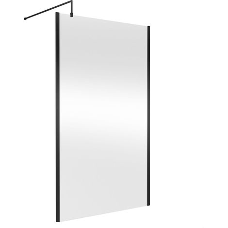 Balterley Wetroom Screen with Support Bar, 1200mm, Matt Black
