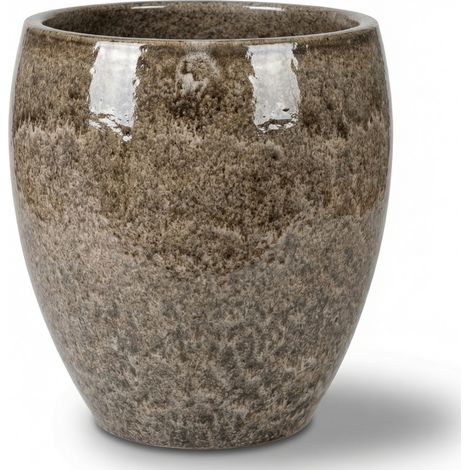 Provencelia Pflanzkübel Lafontaine Ø39 cm Höhe 42 cm frostbeständig, keramisch, handgefertigt, Weißer tiger (1/5)