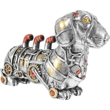 Ornement de Bureau Chien Saucisse en Résine Délicate Style Punk Unique Décoration Non Décolorante pour Bureau Intérieur (1/5)