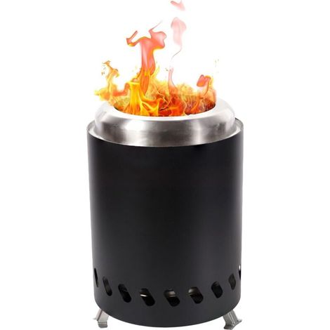 Réchaud de camping portable avec support - idéal pour le camping, fonctionne au bois, etc. - 1 pièce, noir, 14 × 14 × 20 cm (1/5)