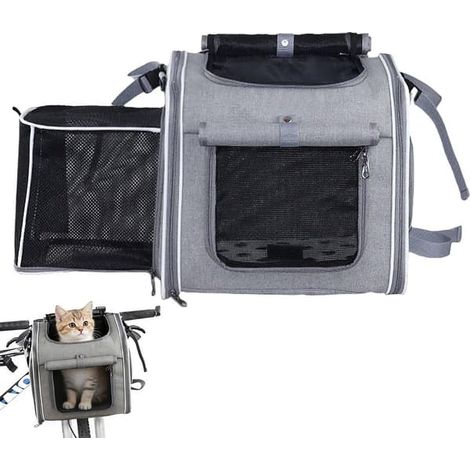 Panier de vélo pour chiens, sac de transport pour chiens, panier de vélo pour animaux de compagnie, pliable, multifonctionnel, pour petits chiens et chats, pour les déplacements et les voyages. (1/5)