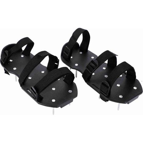 Semelles aératrices de pelouse - PZCC - 2 sangles - 13 clous en acier - Réglable jusqu'à taille 46 - 30 x 13 cm (1/4)